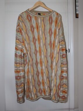Vintage Thrifted COOGI Australia Men's Multicolor Wave-Pattern Cable Knit
